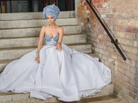 Blue and White Shweshwe Dress by TN Collective